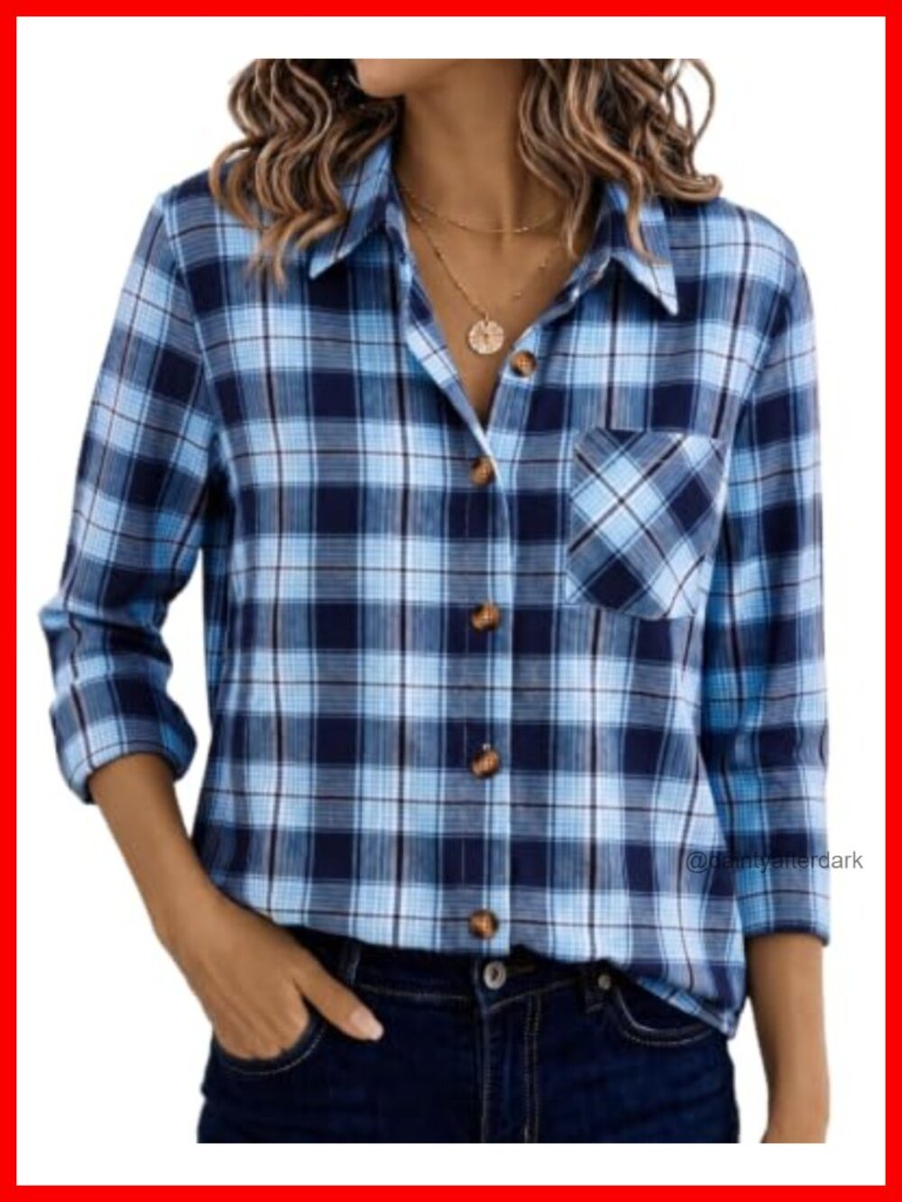 Zeagoo Womens Plaid Flannel Button Down Shirt Long Sleeve Cotton Blouse